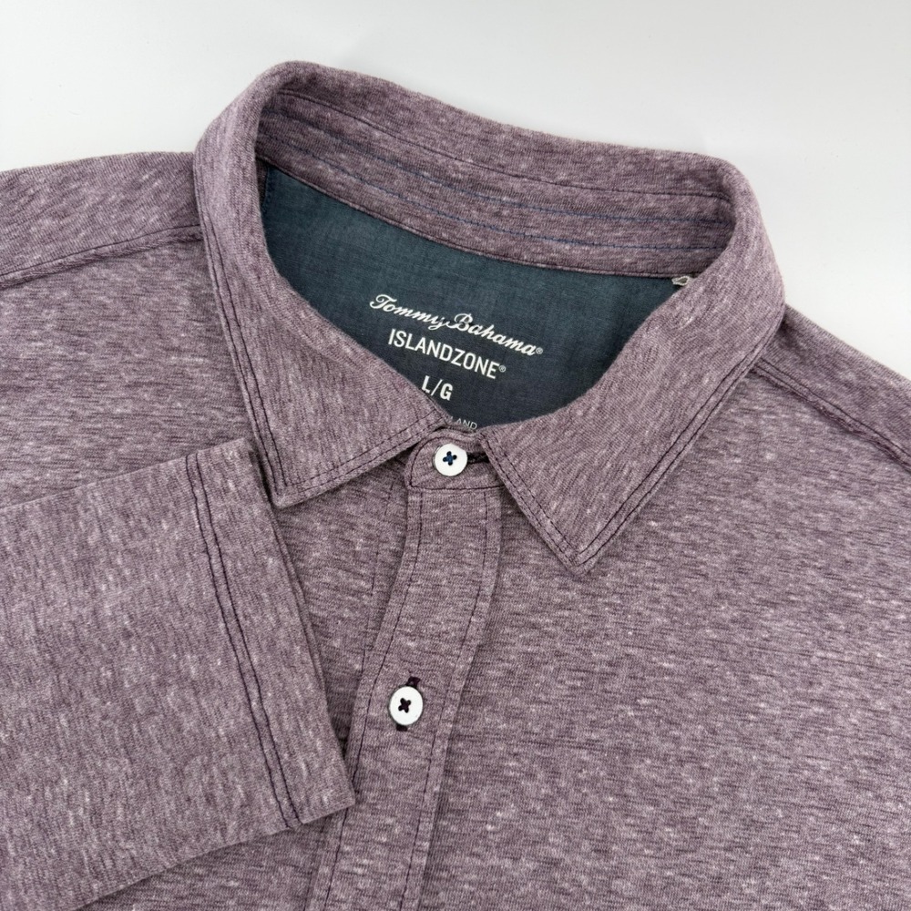 Tommy Bahama IslandZone Mens Large Purple Heather Long Sleeve Button Down Shirt